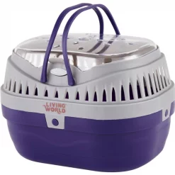 Living World Small Animal Carrier, Purple & Grey