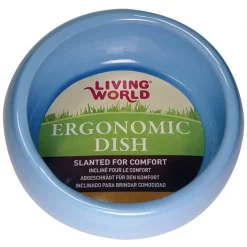 Living World Blue Ergonomic Small Pet Dish