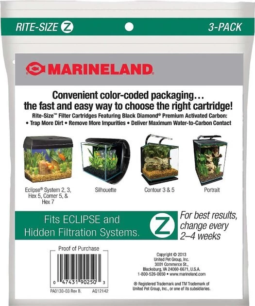 Marineland||Marina Marineland Eclipse Rite-Size Z Filter Cartridge, 3 count & Marina Floating Thermometer with Suction Cup for Aquariums 3 Marineland||Marina Marineland Eclipse Rite-Size Z Filter Cartridge, 3 count & Marina Floating Thermometer with Suction Cup for Aquariums - Image 3