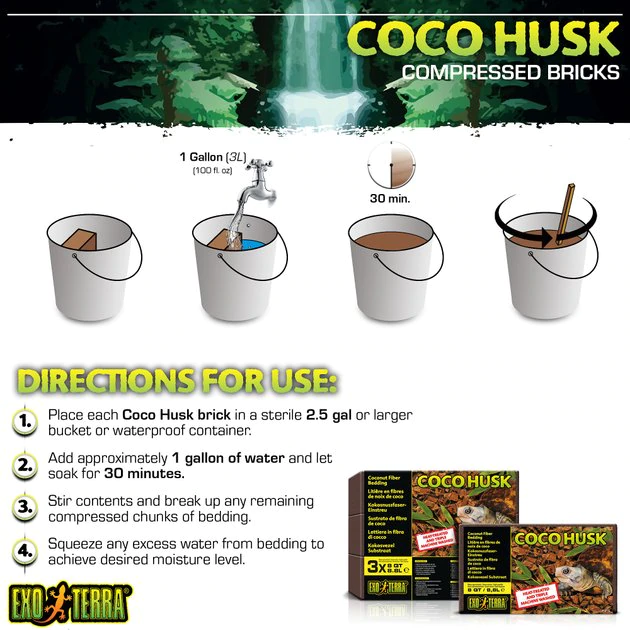 Exo Terra Coco Husk Brick Tropical Terrarium Reptile Substrate 6 Exo Terra Coco Husk Brick Tropical Terrarium Reptile Substrate - Image 6